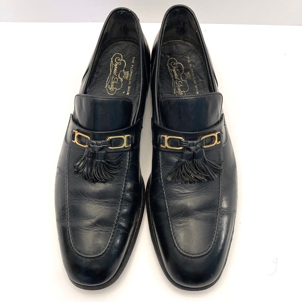 Vtg Florsheim Imperial Tassel Loafers Mens 12 B 92162 Black Leather 80s